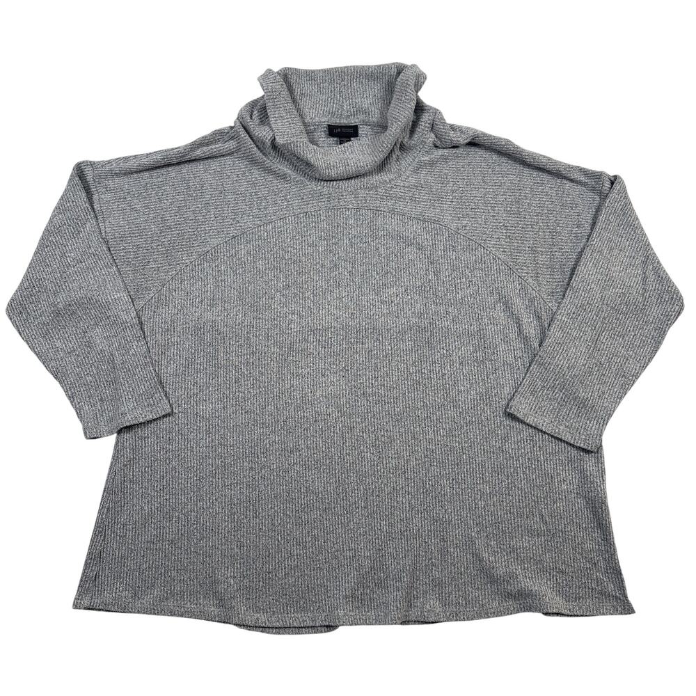 J Jill Wearever Womens 2X Gray Cowl Neck Pullover Sweater Ribbed Knit Stretch